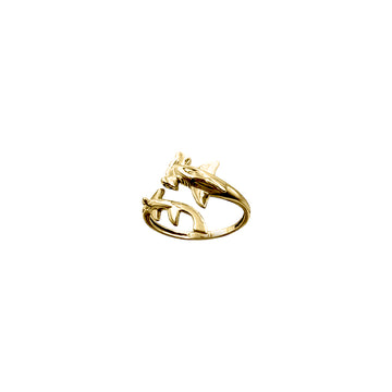 Hammerhead Shark Solid Yellow Gold Wrap Ring GRI2555